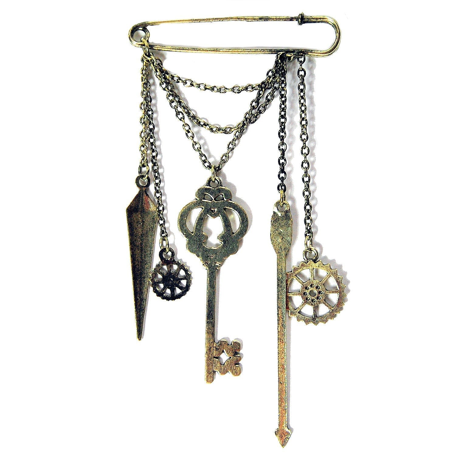 Steampunk Pin met Hangende Iconen